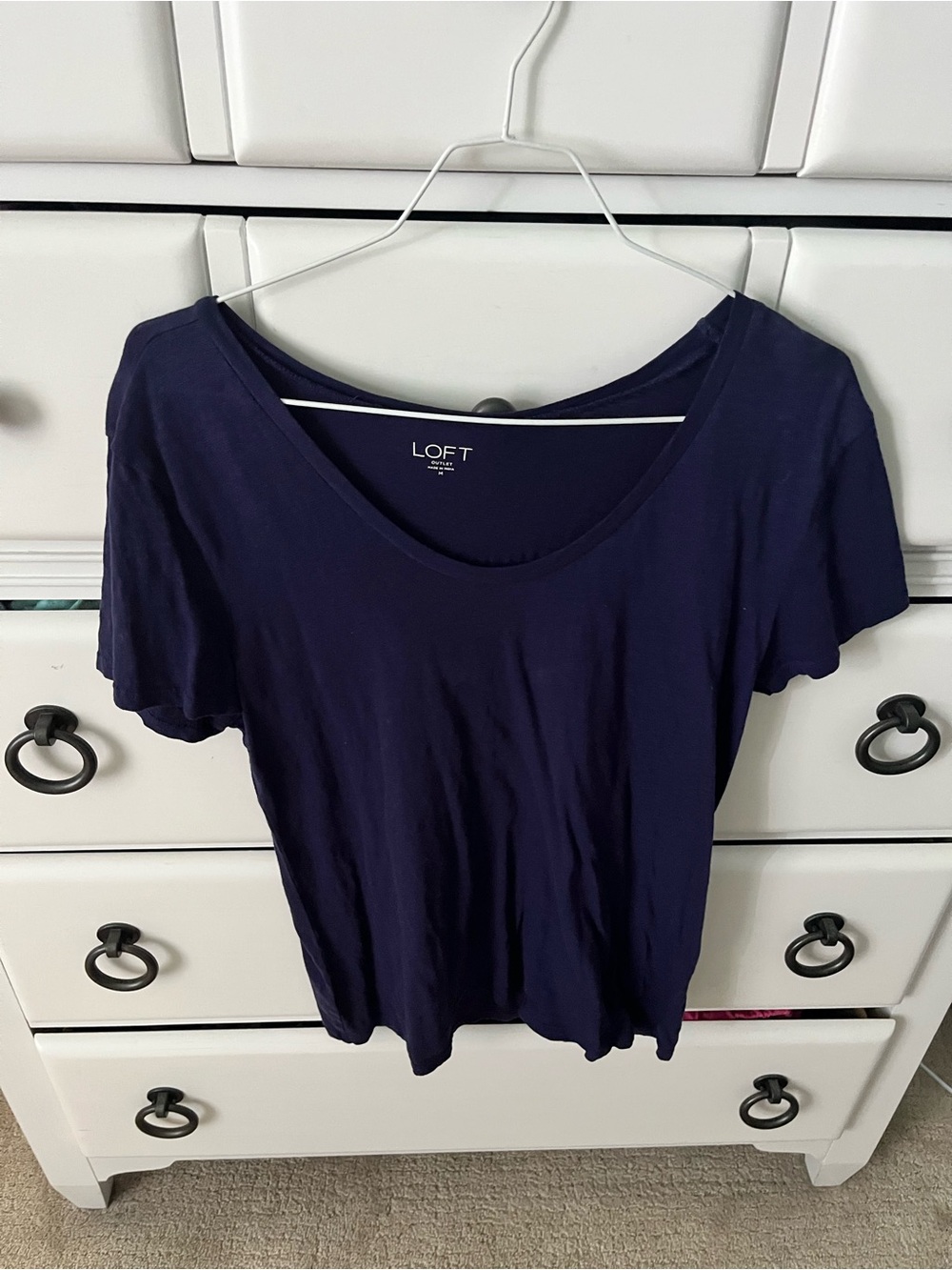 LOFT Navy Short Sleeve Scoop Neck Tee